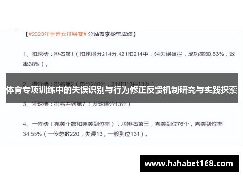 体育专项训练中的失误识别与行为修正反馈机制研究与实践探索
